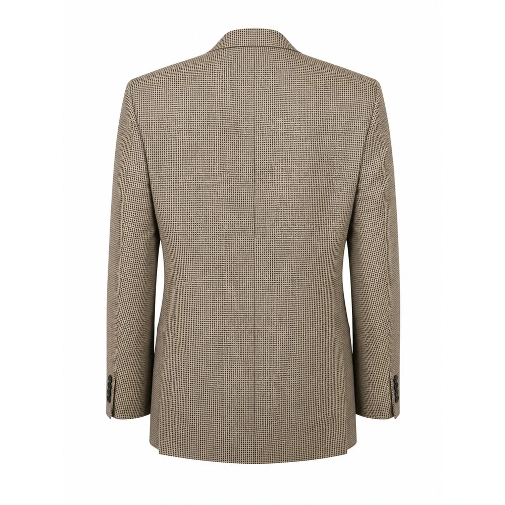 Vintage FIORI Silk Wool Houndstooth Blazer Quiet Luxury 46R